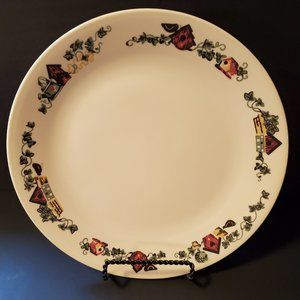 SET OF 2 Corelle Garden Home Dinner Plates Birdhouses Ivy Blackbirds Trim